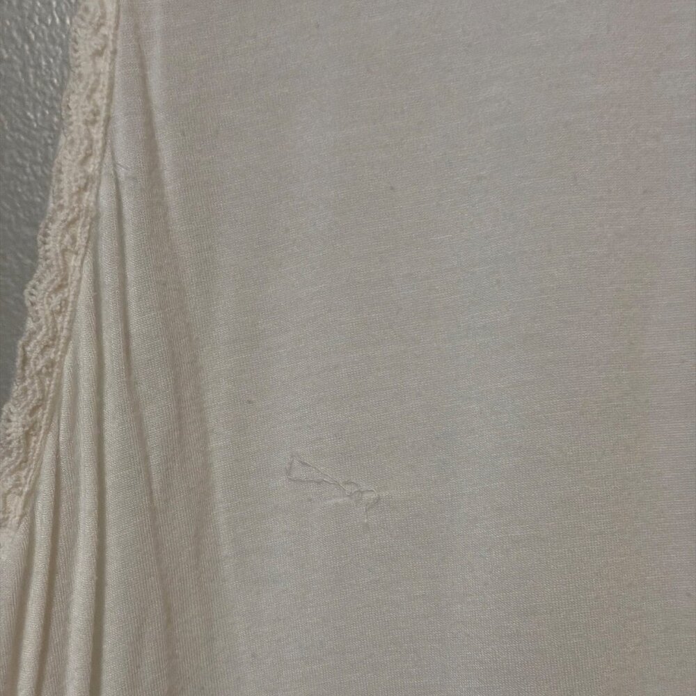 Sleeveless White Lace Trim Tank Top With Sheer Back Panel - Picture 3 of 6